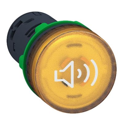 XB5KS2B8, Buzzer illuminated XB5, Ø22, plastic, yellow, 90dB, 24V DC