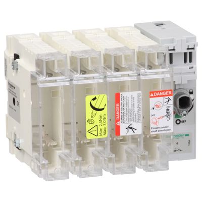 GS2G4, Switch disconnector fuse TeSys GS, 4P, 63A, fuse type DIN, size 00C