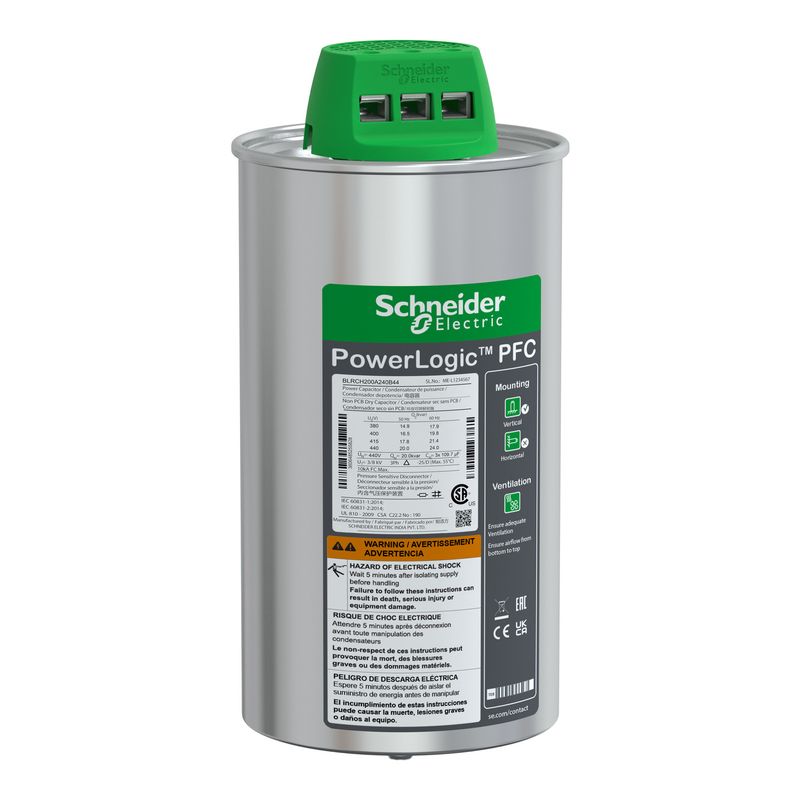 BLRCH200A240B44, VarPlus Can heavy duty capacitor, 20/24kvar, 440V, 50/60Hz
