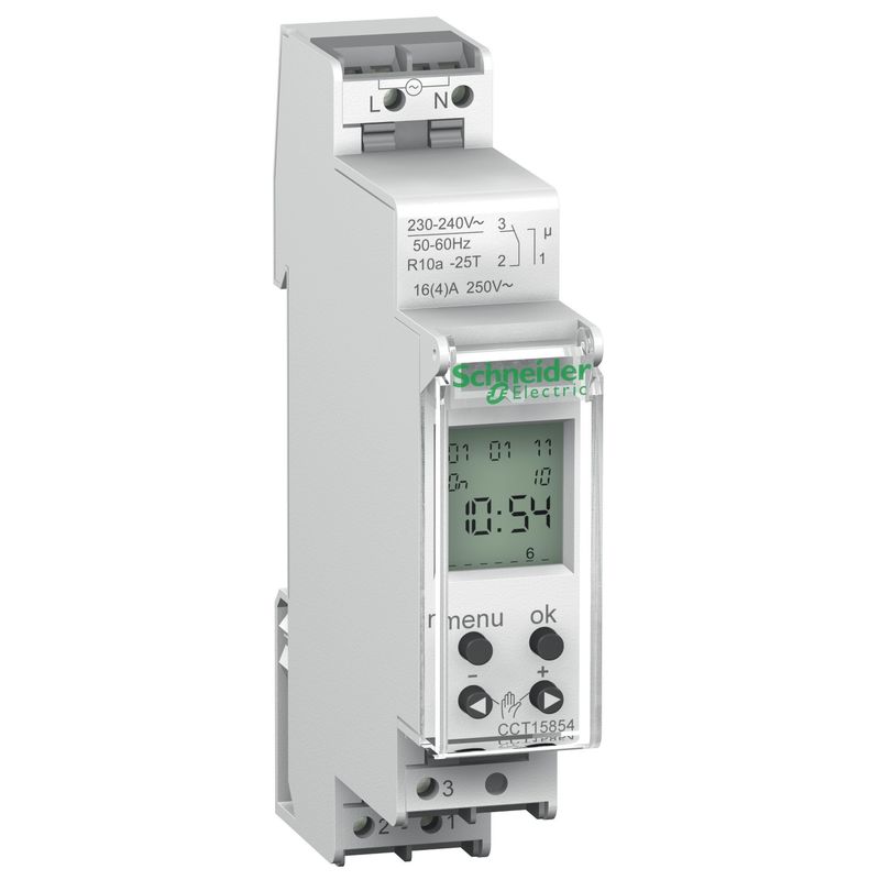 CCT15854, Programmable digital time switch IHP, 24h/7d, 1CO, 16A, 230V AC