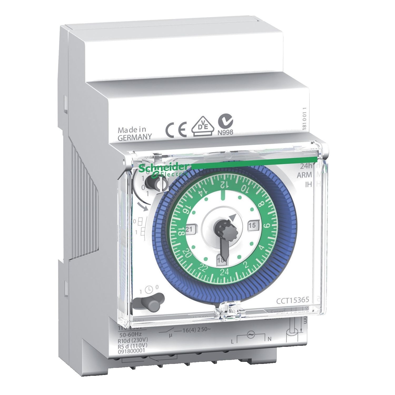CCT15365, Mechanical time switch IH, 24h, 1CO, 16A, 110..230V AC, 200h memory