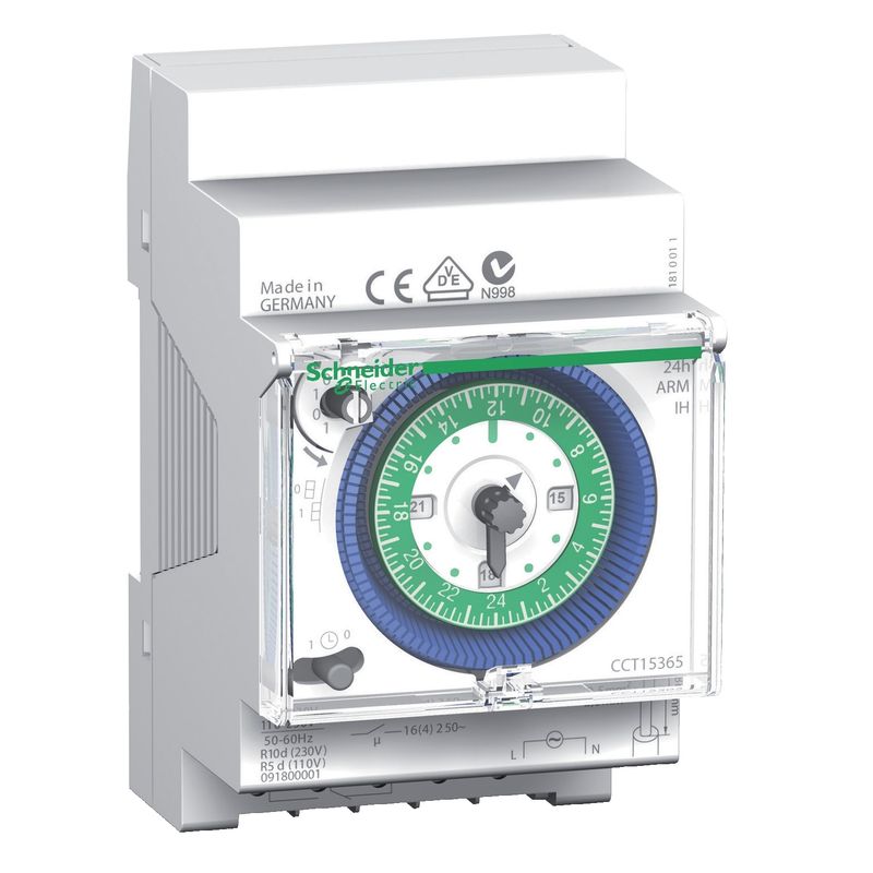 CCT15365, Mechanical time switch IH, 24h, 1CO, 16A, 110..230V AC, 200h memory