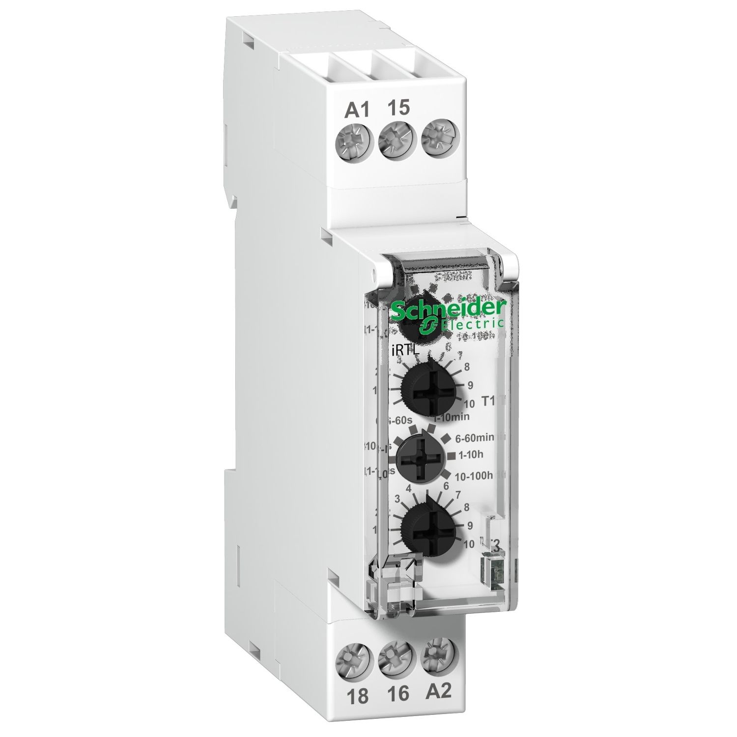 A9E16069, On delay timer relay iRTL (blinking),  8A, 1CO, 0.1..100h, 24..240V AC, 24V DC