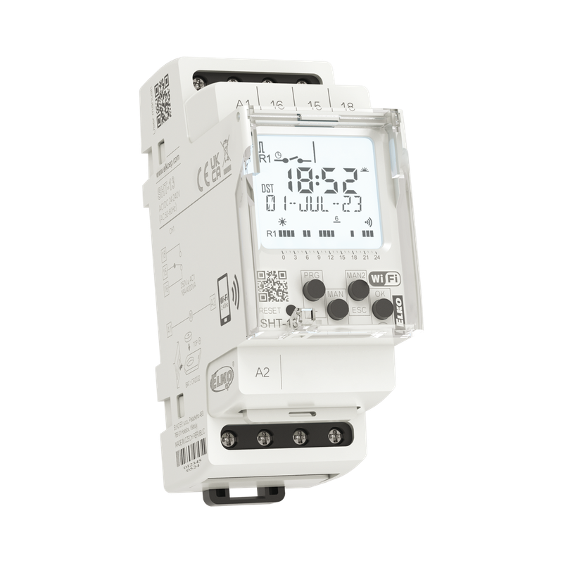 SHT-13/1, Programmable time switch, daily/weekly/yearly and astronomical SHT, 1CO, 16A, pulse, Wi-Fi, 24..240V AC/DC, reserve