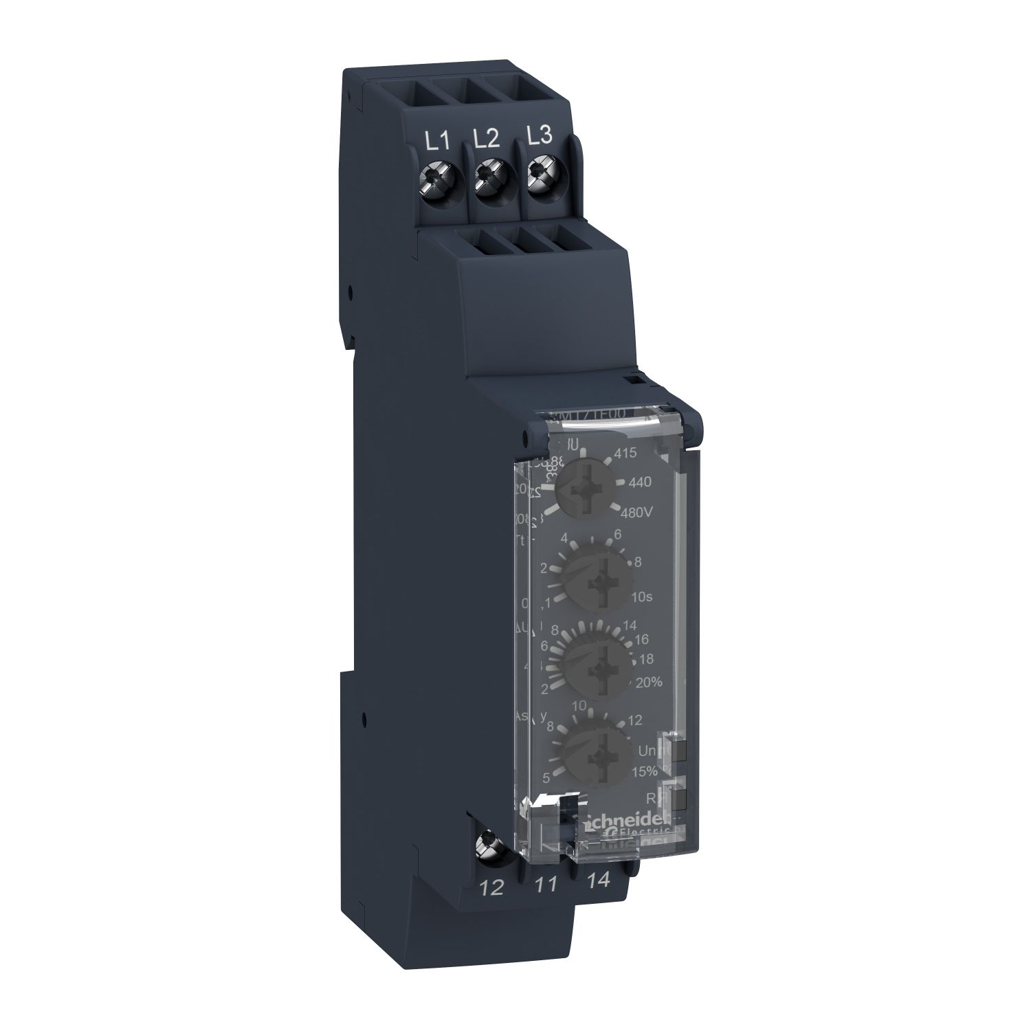 RM17TE00, 3-phase multifunction control relay RM17, 5A, 1CO, 183..528V AC