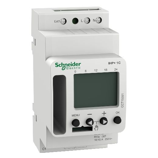 CCT15551, Programmable time switch IHP, 24h/7d, 1CO, 16A, SMARTw, 230V AC