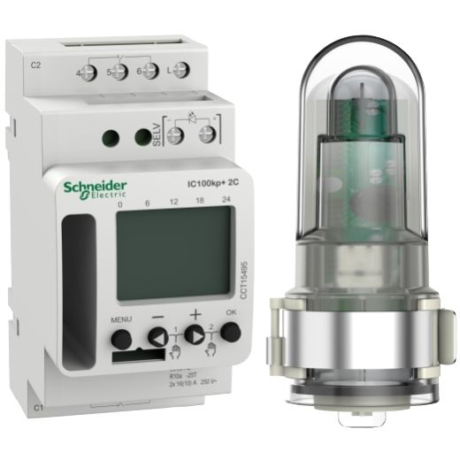 CCT15495, Twilight switch IC100kp+, 1..99000 lux, 16A, 2CO, 7days, 0..59min, 230V