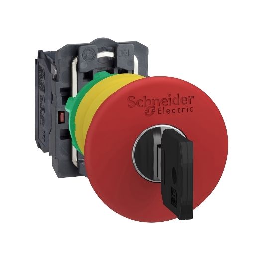 XB5AS9442, Emergency stop switch XB5, plastic, red mushroom 40mm, Ø22, key release, 1NC