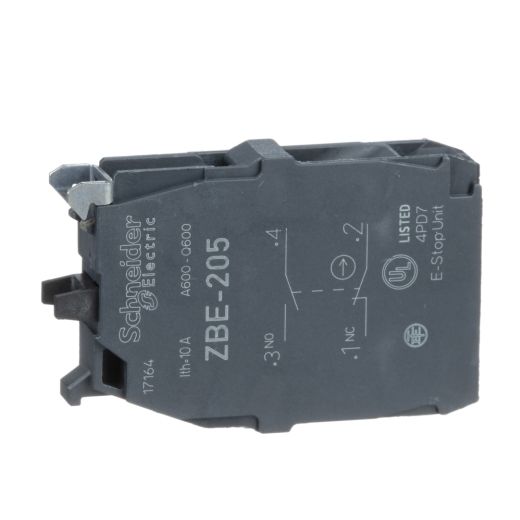 ZBE205, Double contact block ZBE, 1NO+1NC, screw clamp terminal