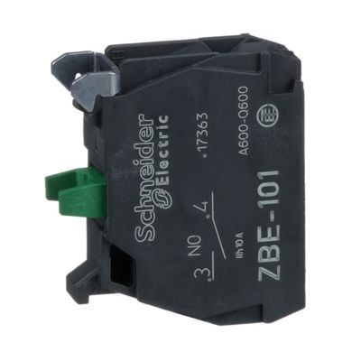 ZBE101, Single contact block ZBE, 1NO, screw clamp terminal