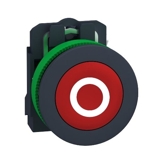 XB5FA4322, Flush push button XB5F, Ø30, plastic, spring return, 1NC, (O) marked