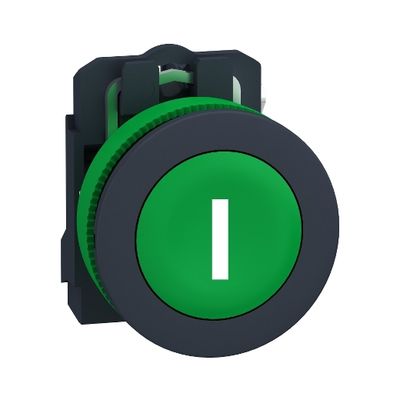 XB5FA3311, Flush push button XB5F, Ø30,  plastic, spring return, 1NO, (I) marked