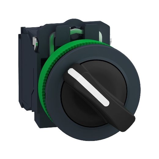 XB5FD25, Selector switch XB5F, Ø30, plastic, black, 2 positions, stay put, 1NO+1NC