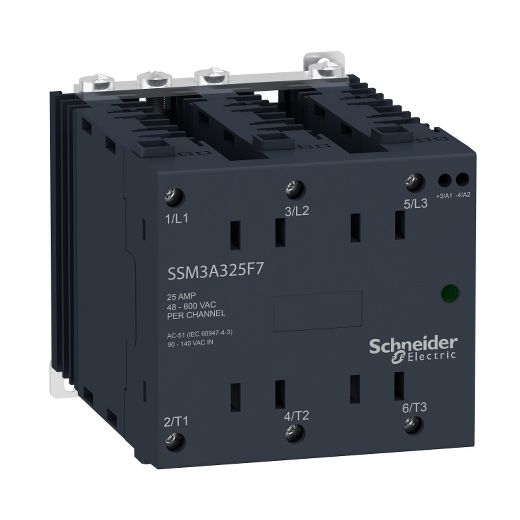 SSM3A325F7, Solid state DIN rail mount relays SSM3, 25A, input 90..140V DC, output 40..600V AC