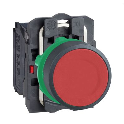 XB5AA42, Flush push button XB5, Ø22, plastic, spring return, 1NC, unmarked