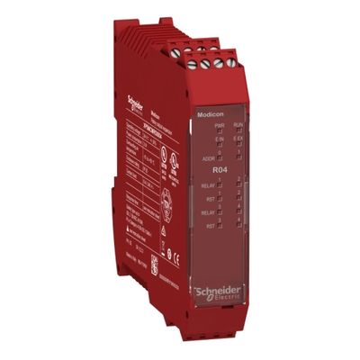 XPSMCMRO0004, Modicon expansion module XPS, 4 safety output, backplane connection, 24V DC