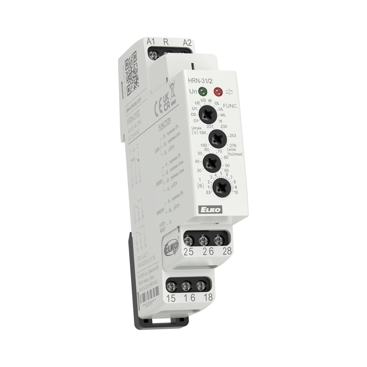 HRN-31/2, Over and undervoltage relay HRN, 16A, 2CO, 0.5..10s, 48..276V AC/DC