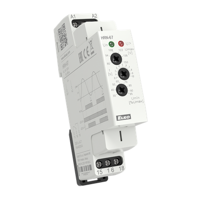 HRN-67, Over and undervoltage relay HRN, 16A, 1CO, 0.1..10s, 24..150V AC