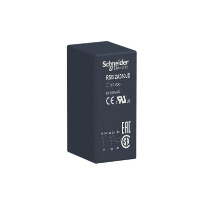 RSB2A080JD, PCB interface plug-in relay RSB, 8A, 2CO, 12V DC