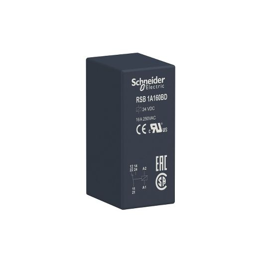 RSB1A160BD, PCB interface plug-in relay RSB, 16A, 1CO, 24V DC