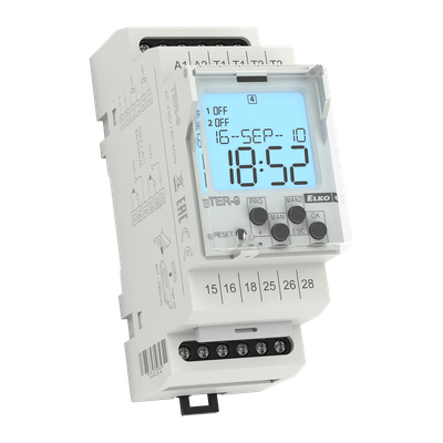 TER-9, Digital thermostat with time switch TER, 2CO, LCD, thermistor NTC, 24V AC/DC