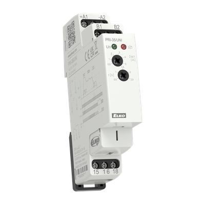PRI-35, Undercurrent control relay PRI, (CT) x/5A, 16A, 1CO, 0.5..2.5s, 0.5..5A, 24..240V AC/DC
