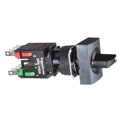 XB6DD225B, Selector switch XB6, Ø16, rectangle, plastic, 2 position, stay put, black, 1NO+1NC