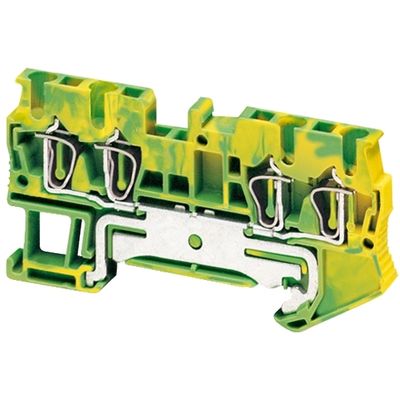 NSYTRR24PE, Terminal block Linergy NSYTRR, passthrough, 2.5mm², single-level, 2x2, spring, green-yellow