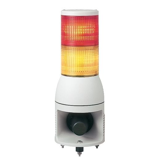 XVC1B2HK, Monolithic tower light XVC, plastic, red orange, Ø100, base mounting, steady or flashing, siren, IP54, 24V DC