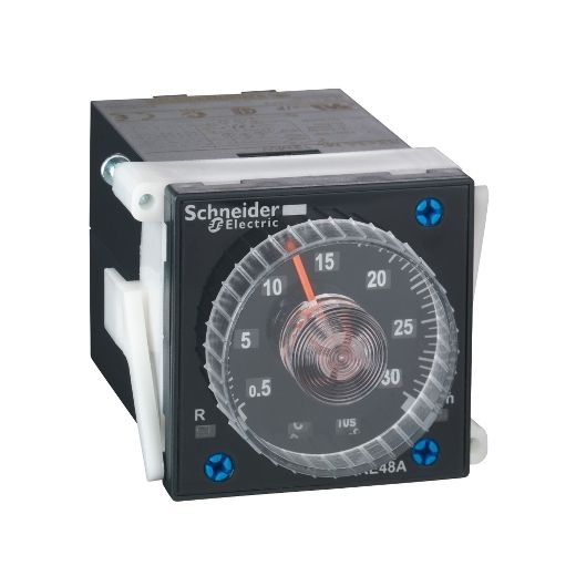 RE48AML12MW, Multifunction timer relay RE48, 3 control signal, 0.2s..300hr, 2CO, 24..240V AC/DC, plug in
