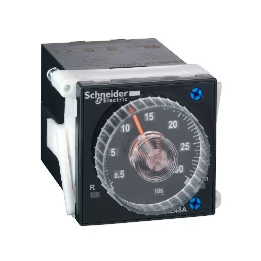 RE48ATM12MW, On delay timer relay RE48A, 3 control signal, 0.2s..300hr, 2CO, 24..240V AC/DC, plug in