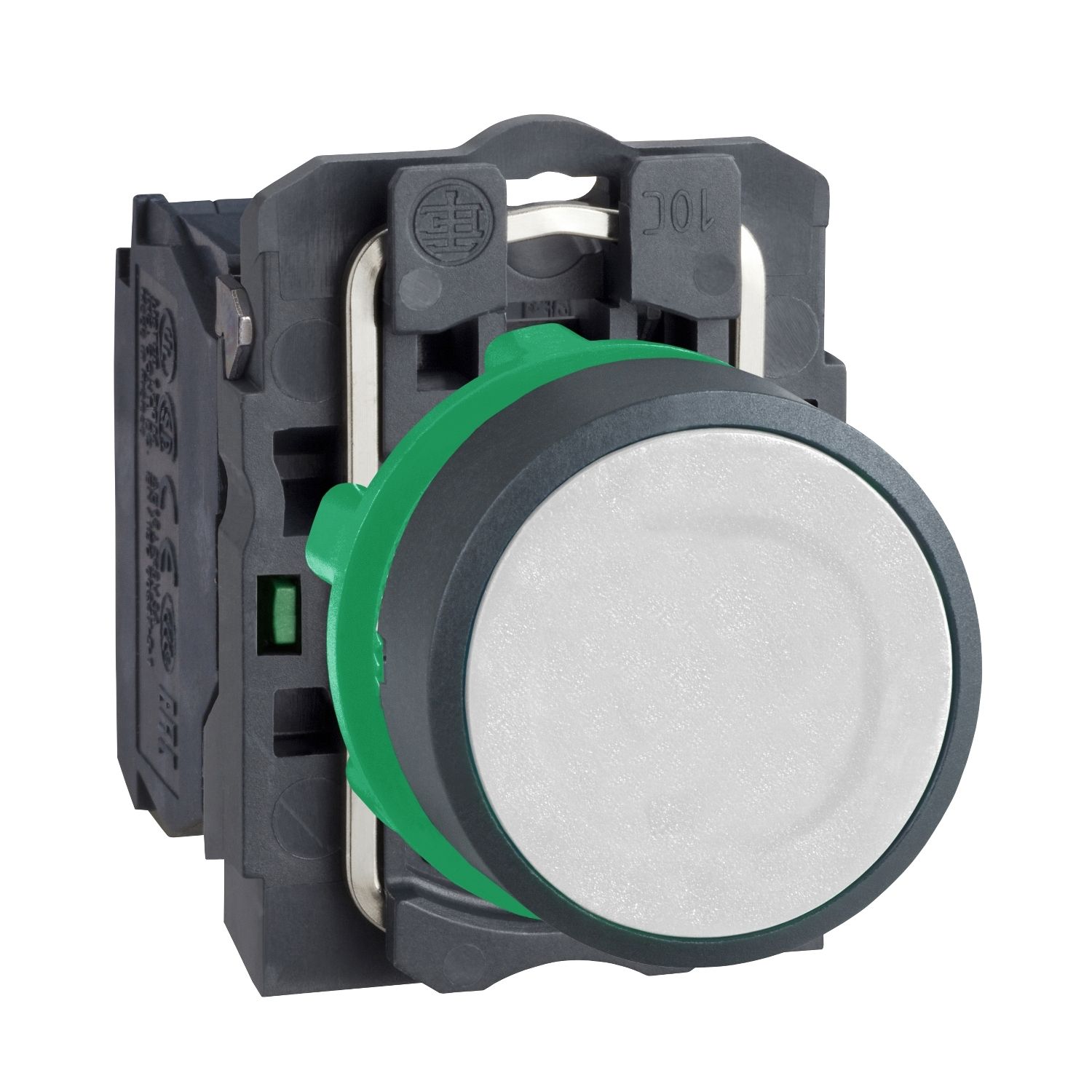 XB5AA11, Flush push button XB5, Ø22, plastic, spring return, 1NO, unmarked