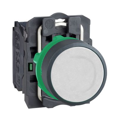 XB5AA11, Flush push button XB5, Ø22, plastic, spring return, 1NO, unmarked
