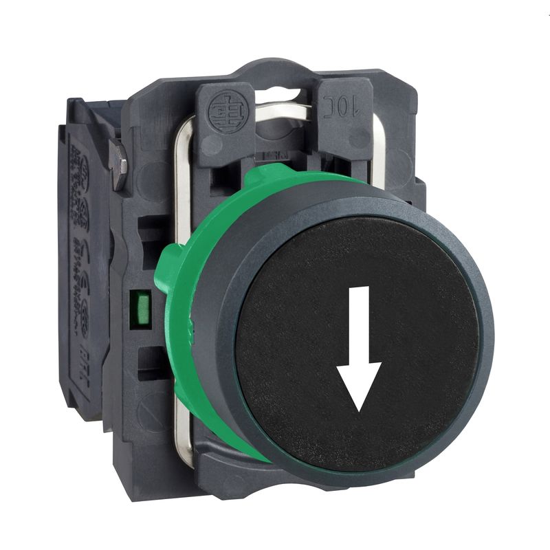 XB5AA3351, Flush push button XB5, Ø22, plastic, spring return, 1NO, down arrow