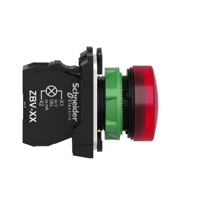 XB5AVB4, Pilot light XB5, Ø22,plastic, red, LED, 24V AC/DC