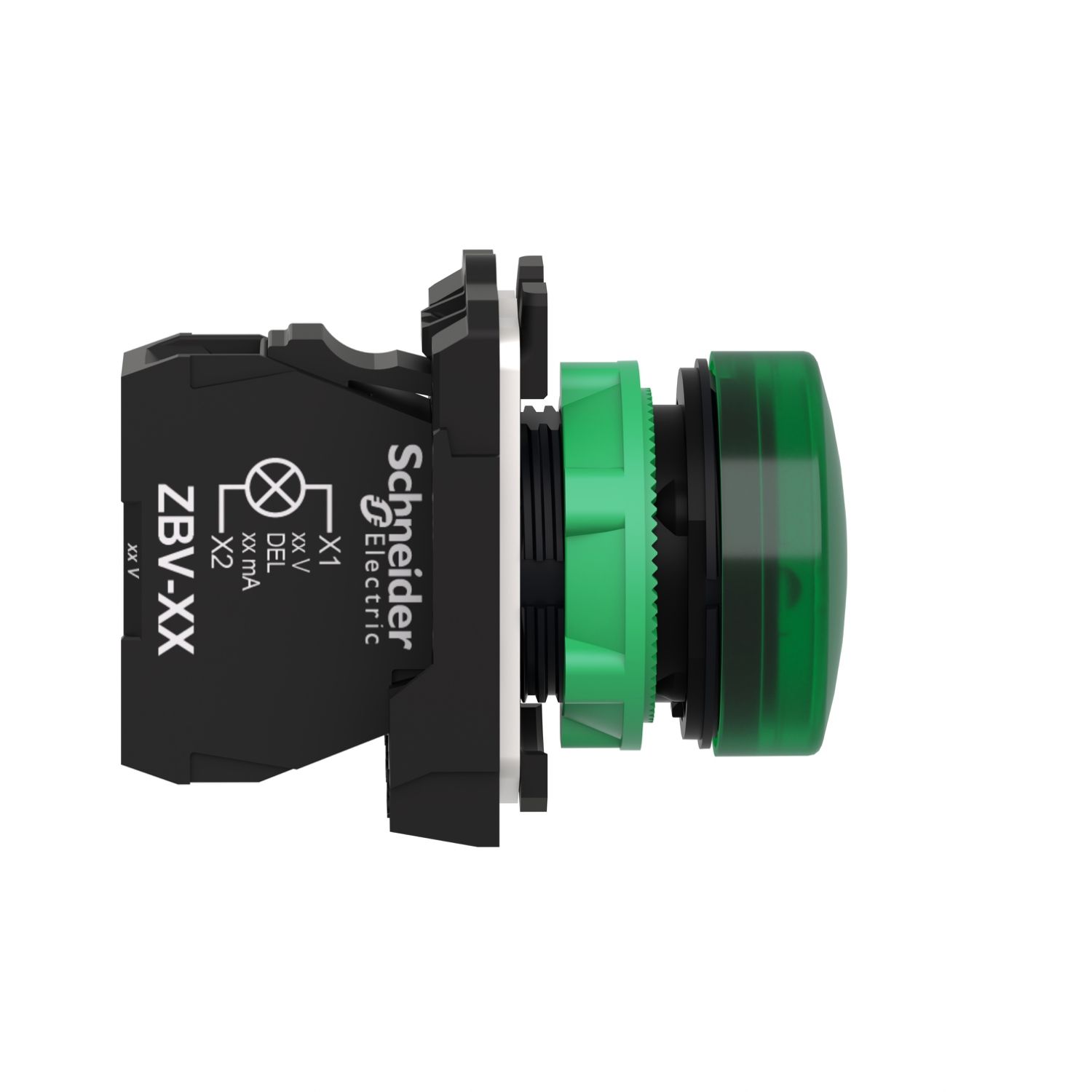XB5AVB3, Pilot light XB5, Ø22,plastic, green, LED, 24V AC/DC
