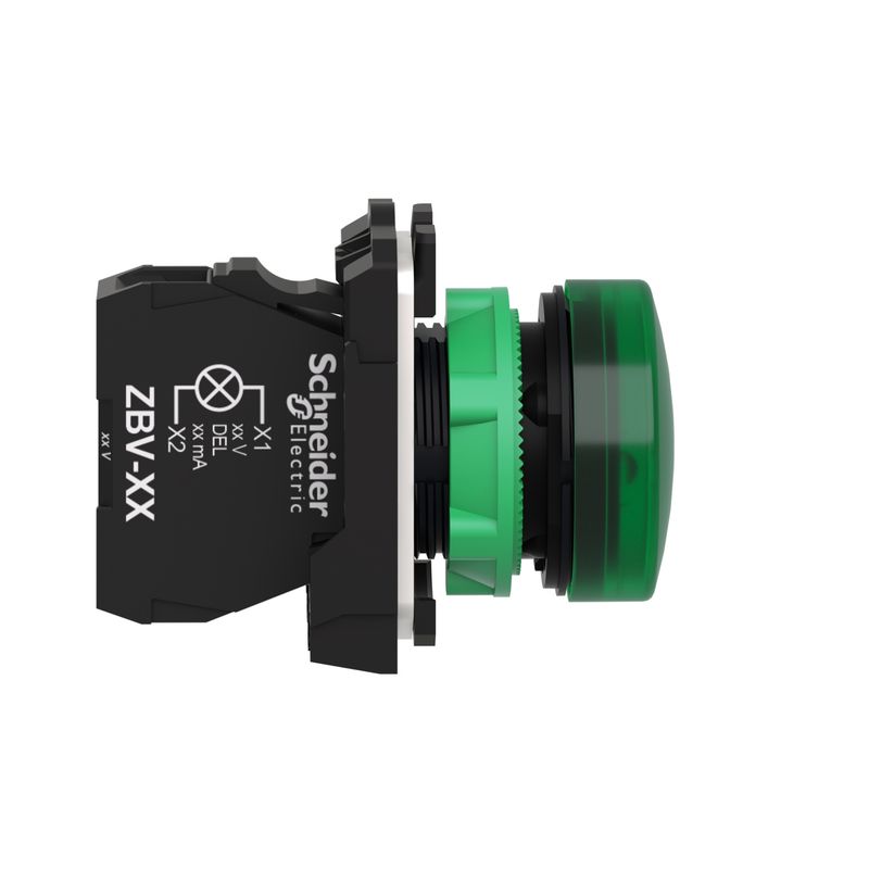XB5AVB3, Pilot light XB5, Ø22,plastic, green, LED, 24V AC/DC
