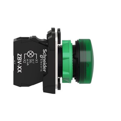 XB5AVB3, Pilot light XB5, Ø22,plastic, green, LED, 24V AC/DC