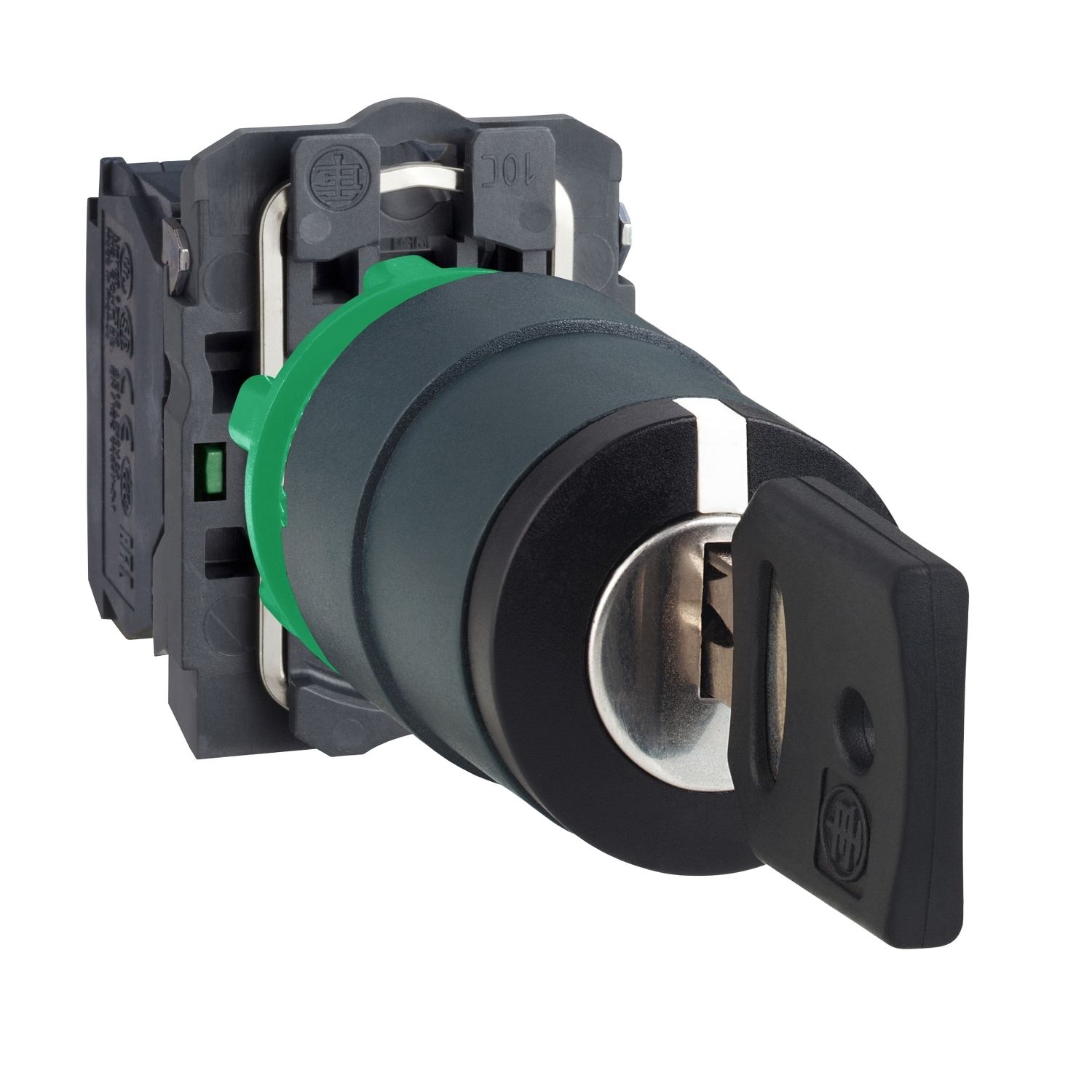 XB5AG03, Key switch XB5,  Ø22, plastic, black, 3 positions, stay put, 2NO