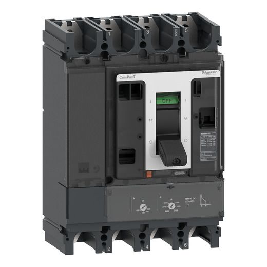 C63S4TM600D, MCCB, ComPacT NSX630S DC, 100kA/750VDC, 4 poles, TM-DC trip unit 600A