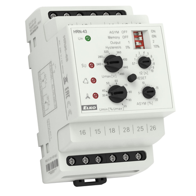 HRN-43/UNI, voltage monitoring relay for complete control in 3P incl. asymmetry HRN-43, 2CO, 0.1..10s, 240..480V, adjustable