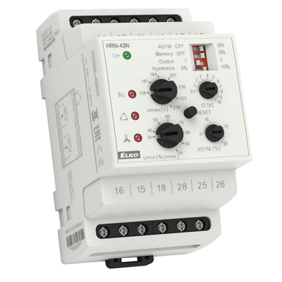 HRN-43N/UNI, voltage monitoring relay for complete control in 3P incl. asymmetry HRN-43N, 2CO, 0.1..10s, 138..253V, adjustable