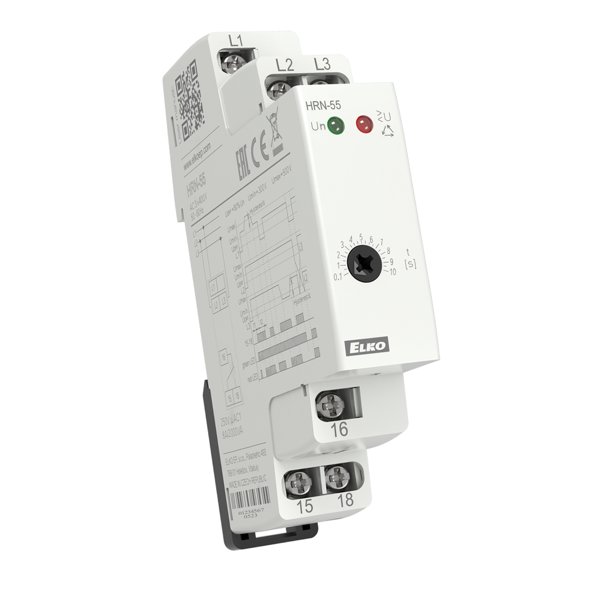HRN-55, 3-phase sequence monitoring relays HRN, 1CO, 0.1..10s, 300..500V, fixed