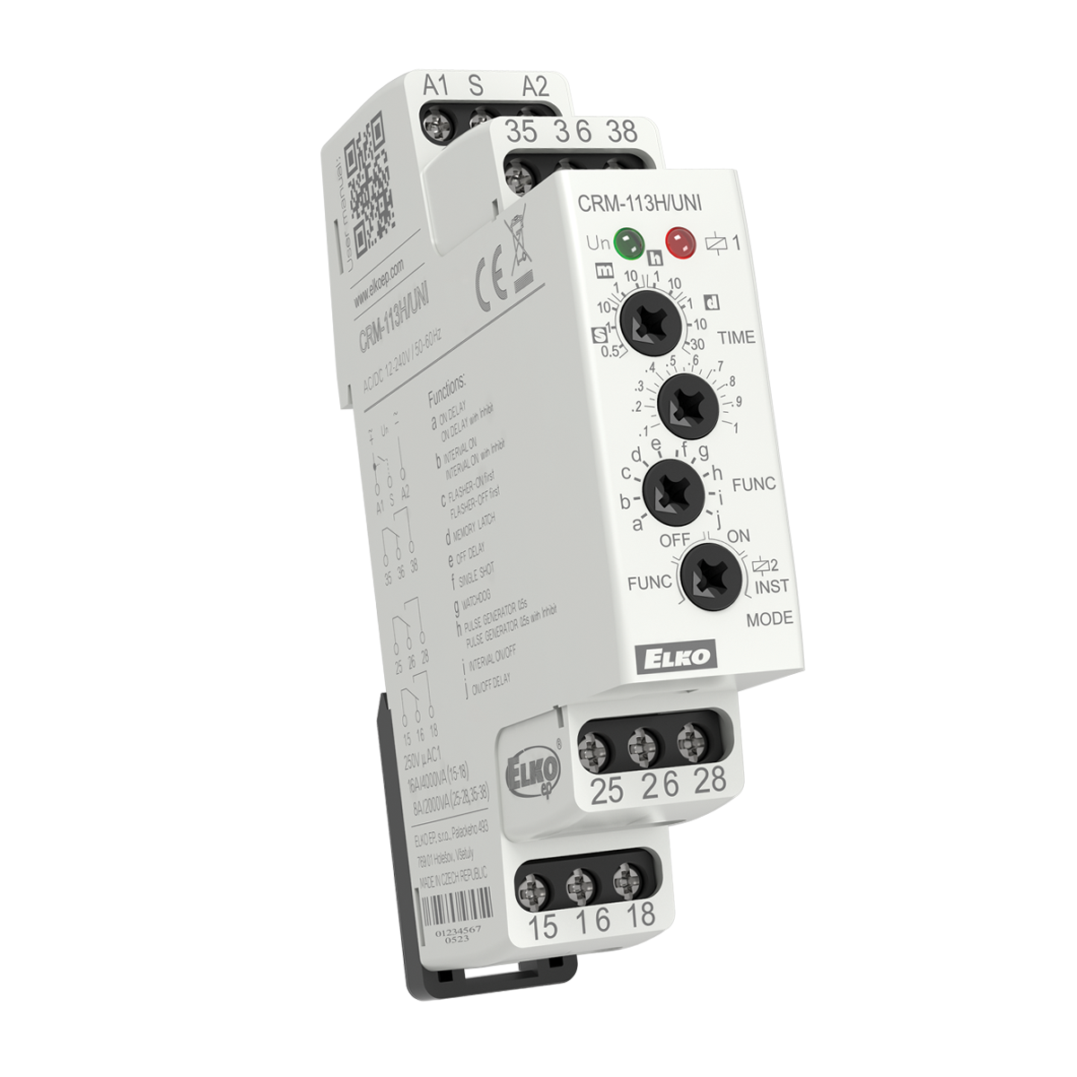 CRM-113H/UNI, Multifunction timer relay CRM, inst, 50ms..30days, 3CO, 12..240V AC/DC