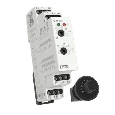CRM-2HE/UNI, Asymmetric flasher timer relay CRM, external potentiometer, 0.1s..100days, 1CO, 12-240V AC/DC
