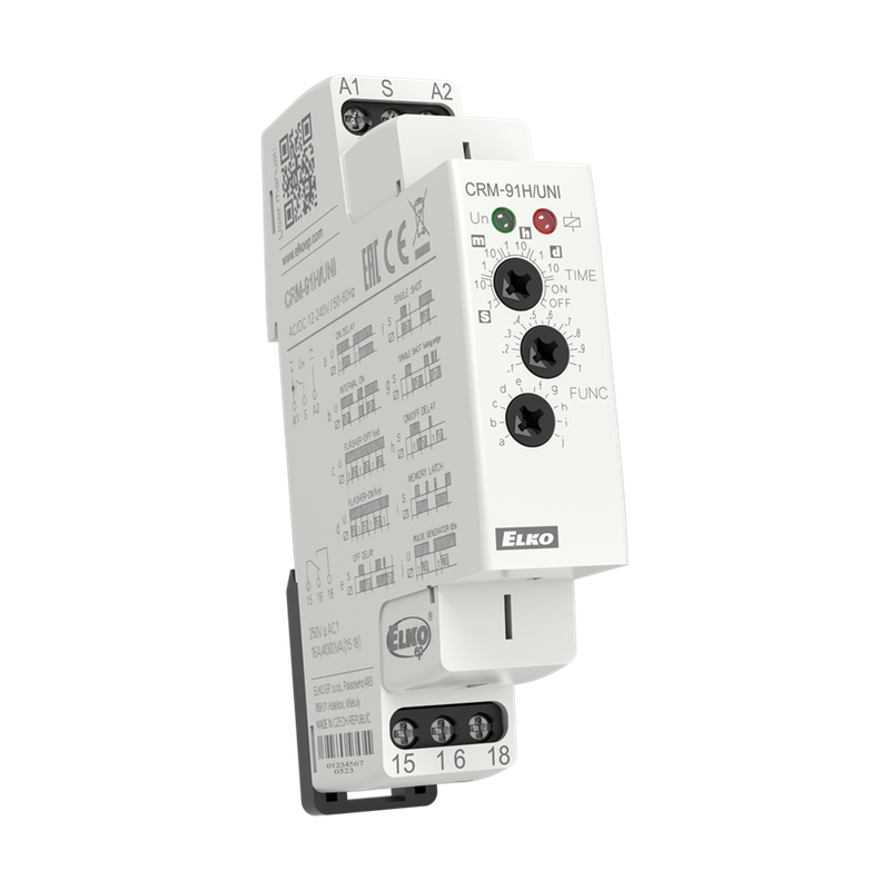 CRM-91H/UNI, Multifunction timer relay CRM, 0.1s..10days, 1CO, 12-240V AC/DC