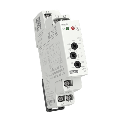 HRN-54, 3-phase voltage monitoring relays HRN, 1CO, 0.1..10s, 300..500V, adjustable