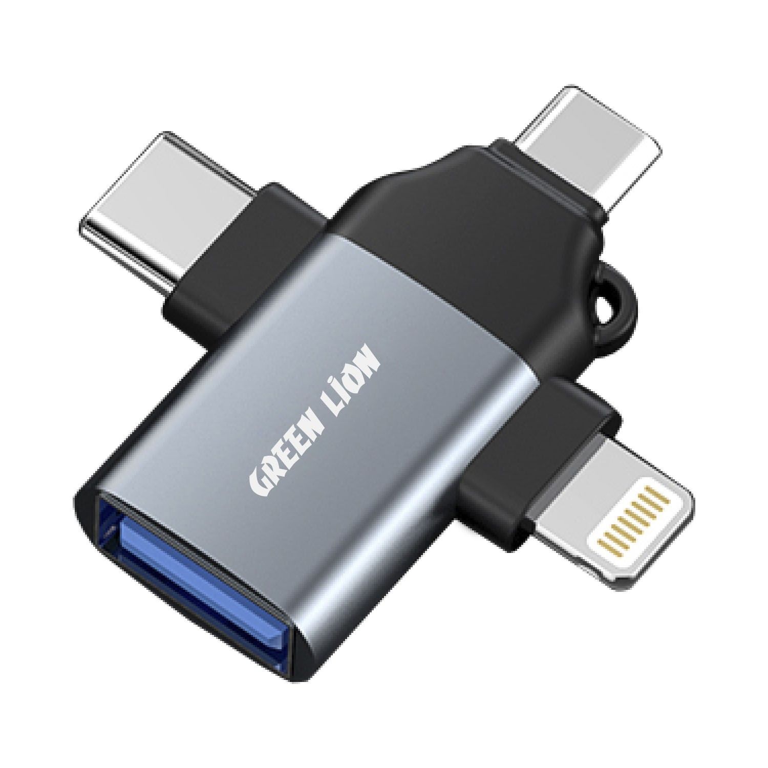 Green 3 in 1 OTG ( Lightning / Micro / Type-C )