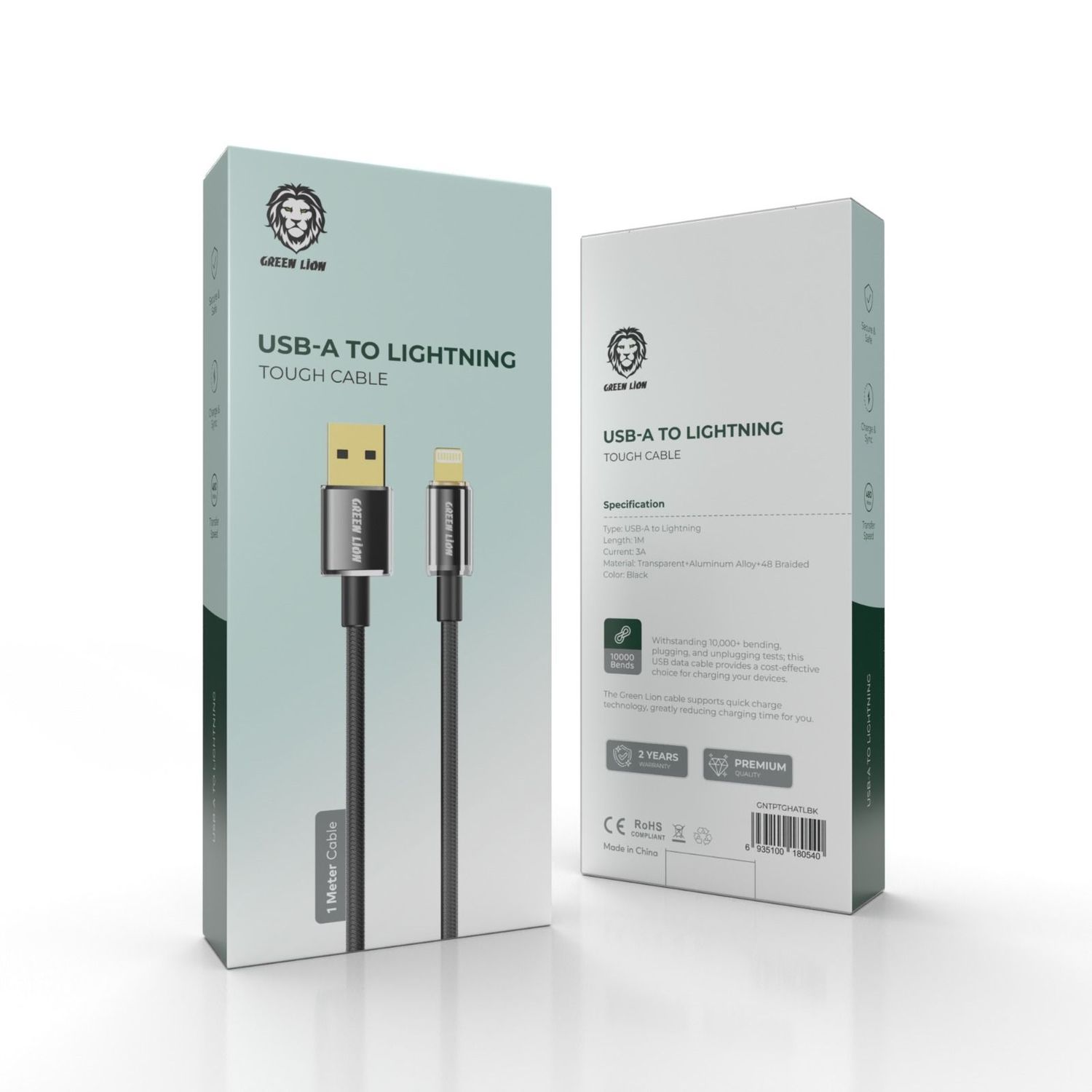 Green Lion USB-A to Lightning Tough Cable 1M 3A