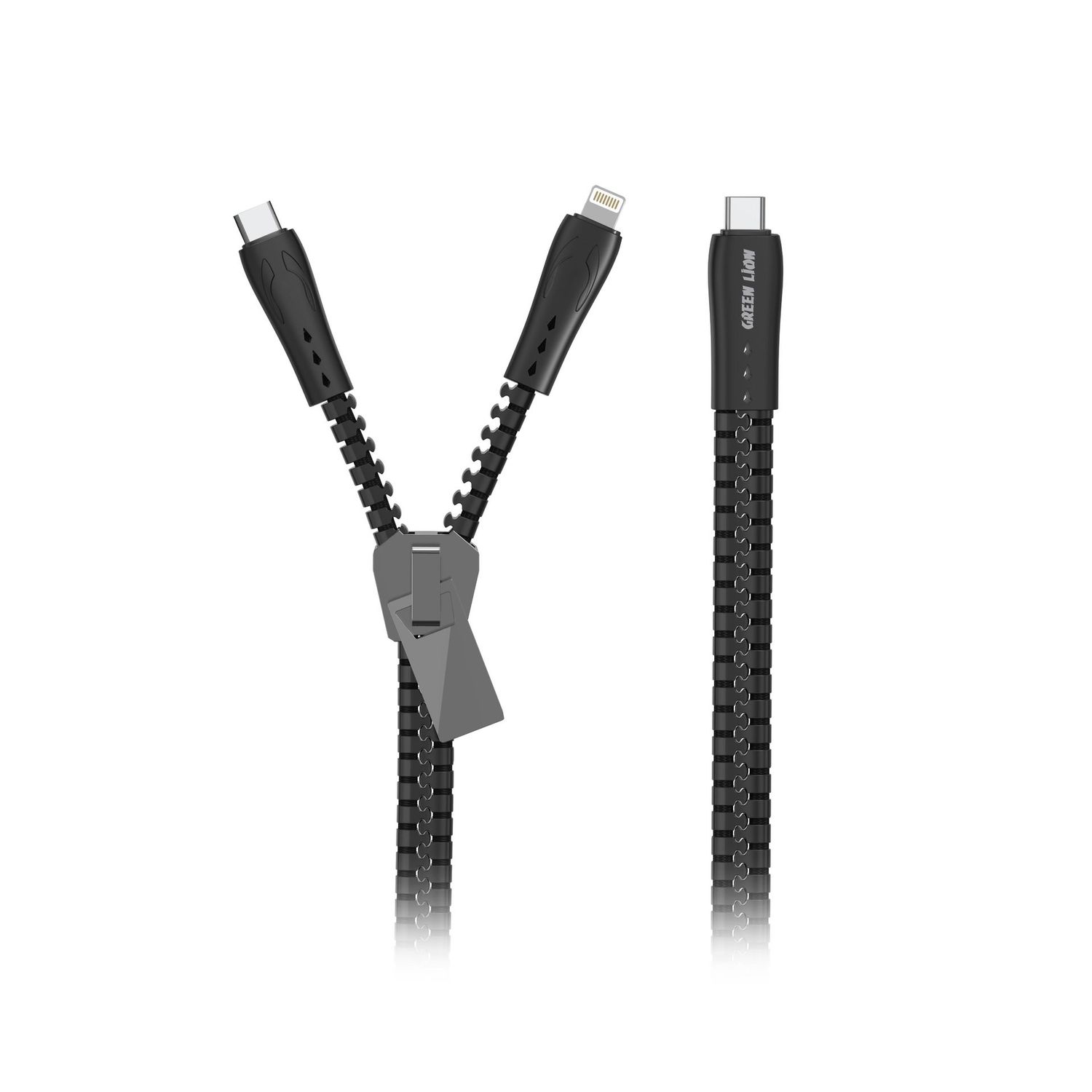 Green Lion 2 in 1 Zipper Cable ( Type-C to Lightning/Type-C )